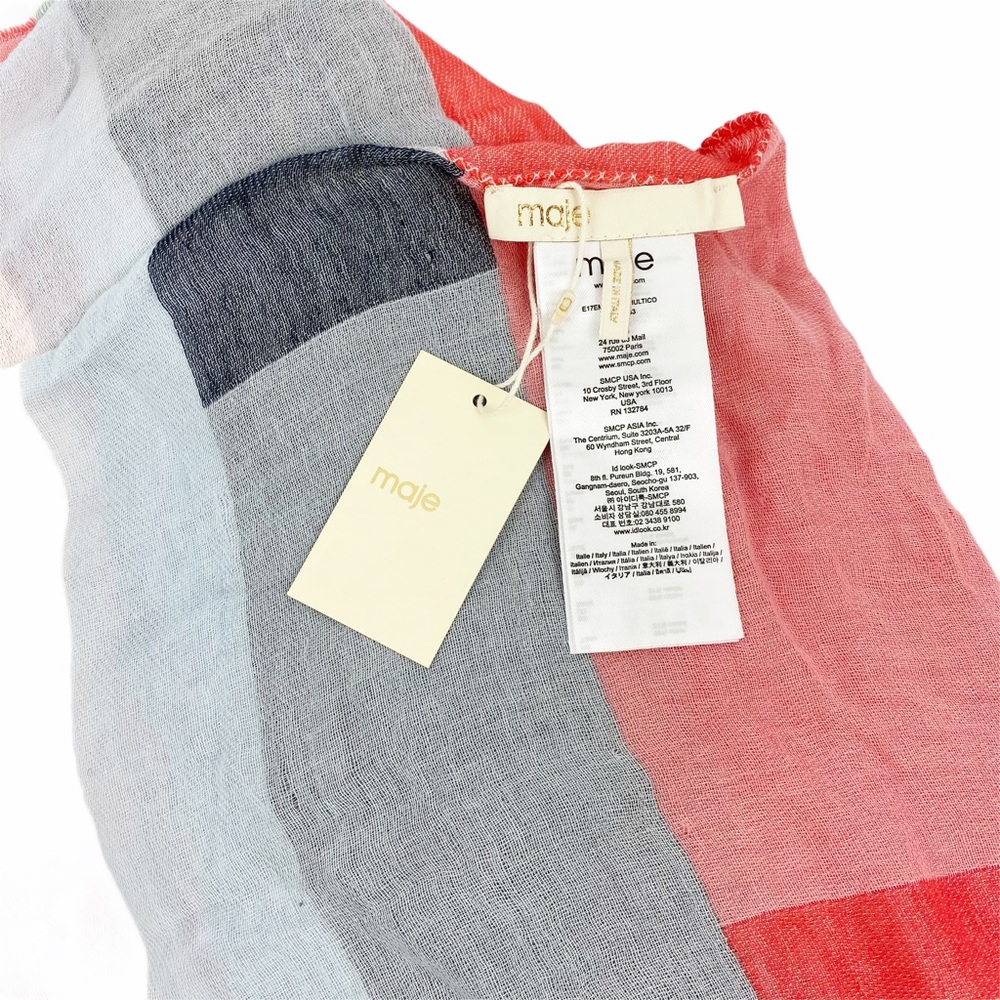 NWT MAJE Paris Multicolored Wrap Scarf Poncho - Picture 4 of 5